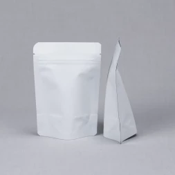 Дой-пак белый матовый металл внутри с замком zip-lock 105*150мм (35+35) уп 10шт