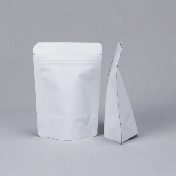 Дой-пак белый матовый металл внутри с замком zip-lock 105*150мм (35+35) уп 10шт