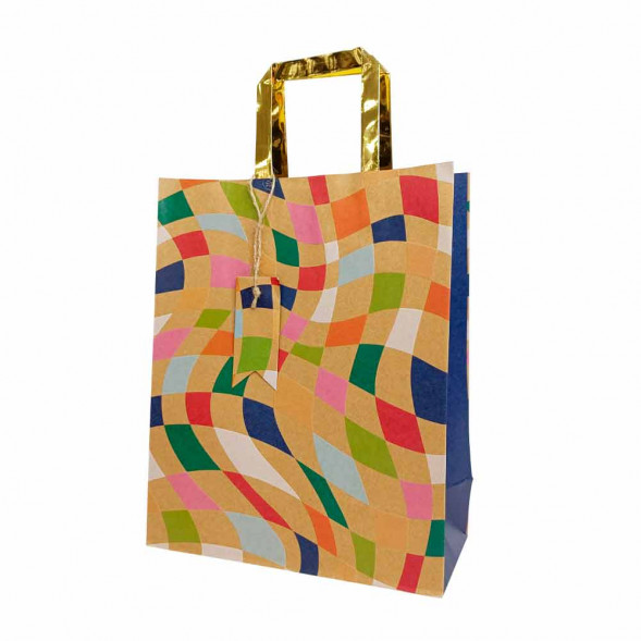 Пакет крафт с золотой ручкой размер 26*32*12см