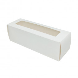 Коробка под макаруны 6шт с окном белая размер 185*60*60мм уп 10шт