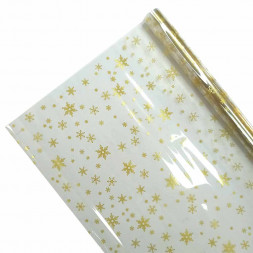 Пленка в рулоне с рисунком Снежинки золотые размер 70см