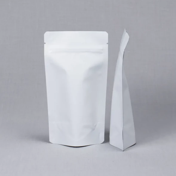 Дой-пак белый матовый металл внутри с замком zip-lock 105*190мм (35+35) уп 10шт