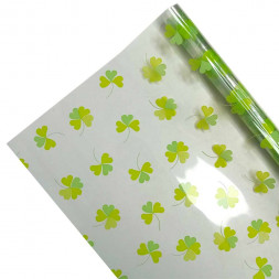 Пленка в рулоне с рисунком Клевер фисташковый салатовый размер 70см