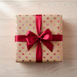 Бумага крафт в рулоне Голографические сердца размер 58см*10м