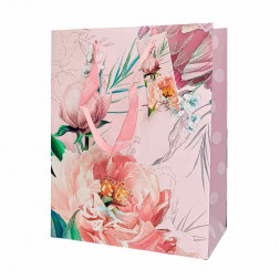 Пакет ЛЮКС Цветы с глиттером размер 18*23*10см