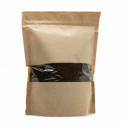 Дой-пак бумажный крафт с окном с замком zip-lock 200*250+(40+40) 40мм уп 10шт