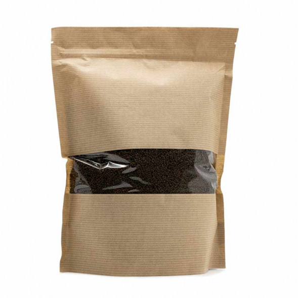 Дой-пак бумажный с окном и замком zip-lock размер 200*250+(40+40) уп 10шт