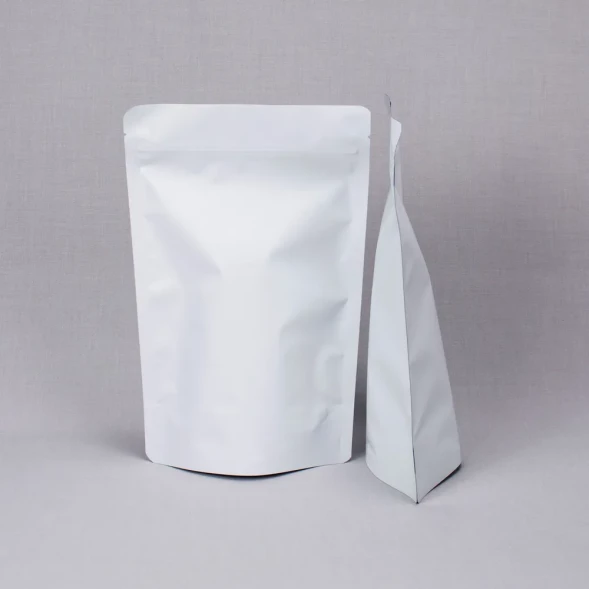 Дой-пак белый матовый металл внутри с замком zip-lock 170*260мм (45+45) уп 10шт