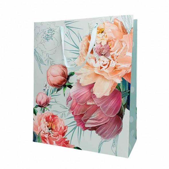 Пакет ЛЮКС Цветы с глиттером размер 26*32*10см