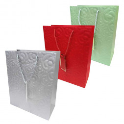 Пакет ЛЮКС Цветы с тиснением размер 26*32*12см