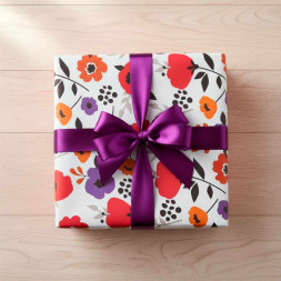 Бумага подарочная Маки размер листа 70см*100см уп 10л