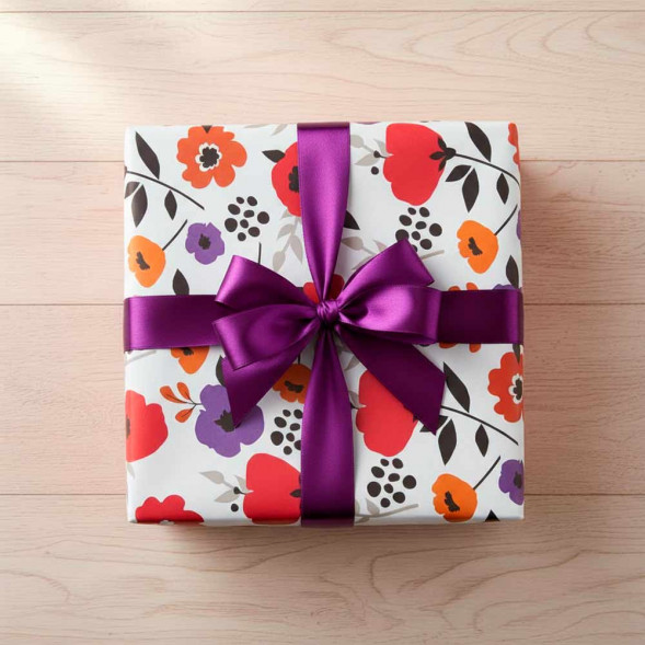 Бумага подарочная Маки размер листа 70см*100см уп 10л