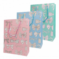 Пакет ЛЮКС Бантики с метал тиснением размер 18*23*10см