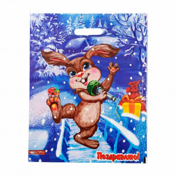 Пакет с вырубной ручкой Зайчик 38*47см 60 мкм 50шт