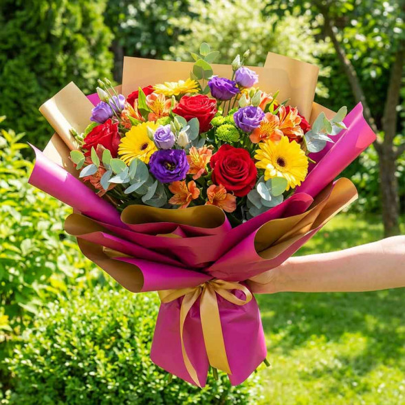 Пленка в рулоне матовая двухцветная золото розовая размер 58см*10м 65мкм