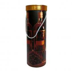 Коробка цилиндр Бокал с вином и красный виноград в 2-х размерах