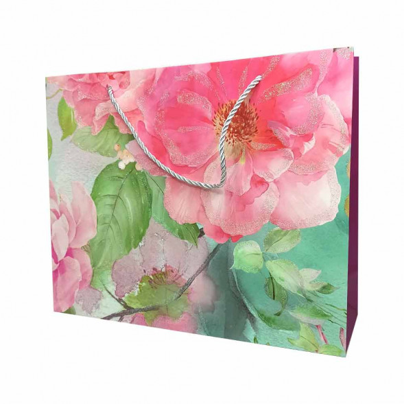 Пакет ЛЮКС Цветы с бабочками размер 32*26*10см