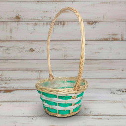 Корзина круглая комбинированная белая мятная ива в 2-х размерах