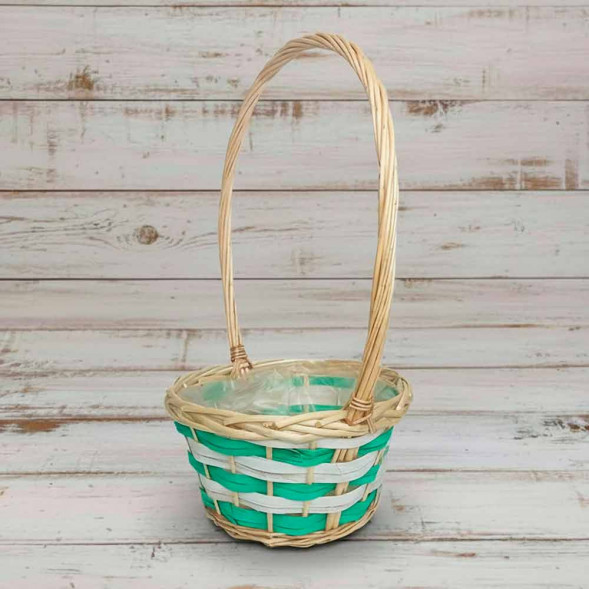 Корзина круглая комбинированная белая мятная ива в 2-х размерах