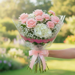 Пленка в рулоне Сердечный трепет фуксия размер 58см*10м 50мкм