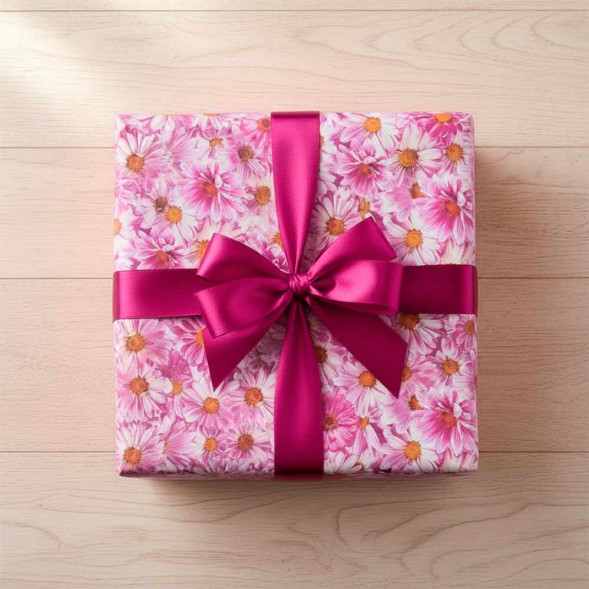 Бумага подарочная Хризантемы размер листа 70см*100см уп 10л