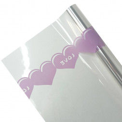 Пленка в рулоне Сердечный трепет сиреневая размер 58см*10м 50мкм