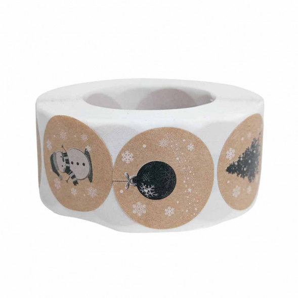 Наклейки НГ С Новым годом D-2,5см 500шт