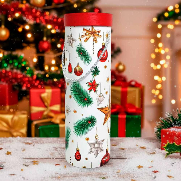 Коробка цилиндр Елочные игрушки в 2-х размерах