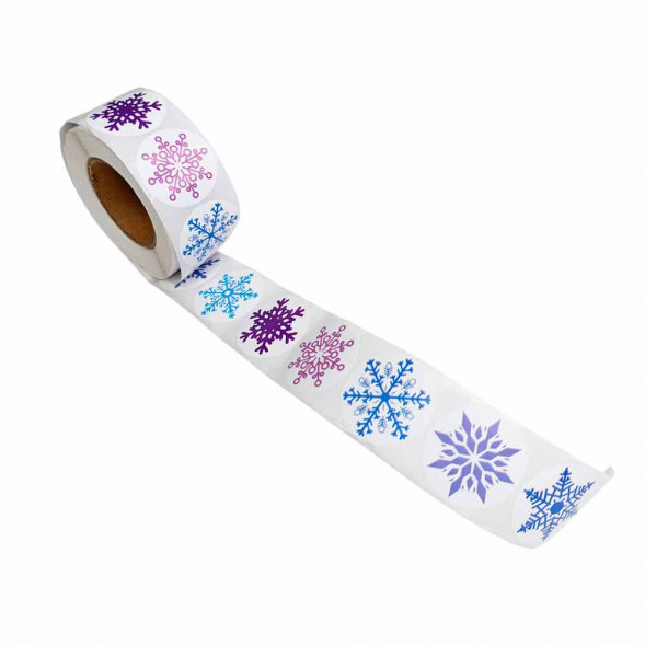 Наклейки НГ Снежинки D-2,5см 500шт