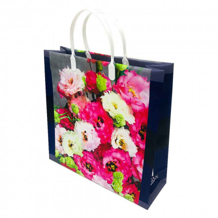 Пакет сумка размер 30*30см Розовые и белые цветы