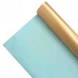 Пленка в рулоне матовая двухцветная золото голубой размер 58см*10м 65мкм