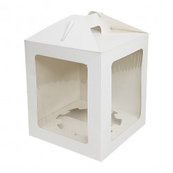 Коробка для кулича с окном белая размер 180*180*220мм