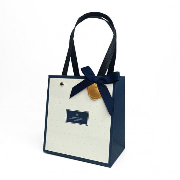 Пакет ЛЮКС Горошек с бантиком размер 14*13,5*9см