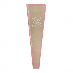 Конус крафт на 1 цветок Thank you розовый размер 12,5*4*45см уп 30шт