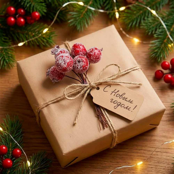 Ягоды красные заснеженные D-2см Н-15см 6шт