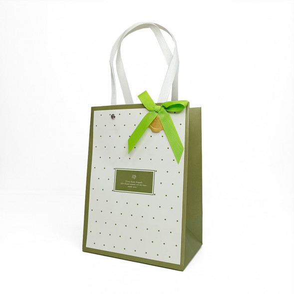 Пакет ЛЮКС Горошек с бантиком размер 16*22*10,5см