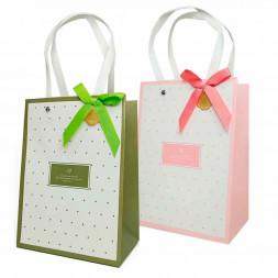 Пакет ЛЮКС Горошек с бантиком размер 16*22*10,5см