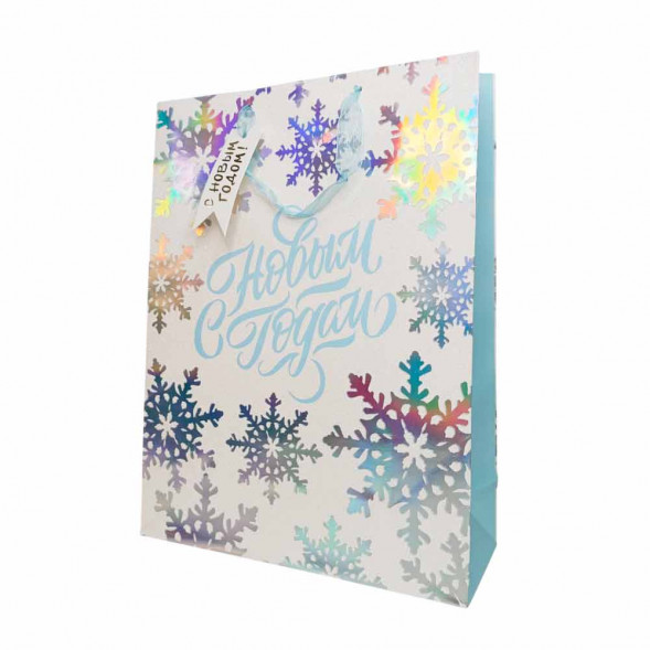 Пакет ЛЮКС НГ С новым годом с блестками размер 31*44*12см