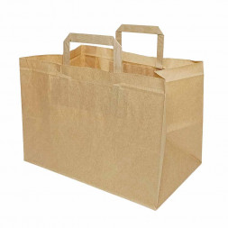 Пакет бумажный крафт с плоской ручкой 70г/м2 размер 32*22*20см уп 10шт