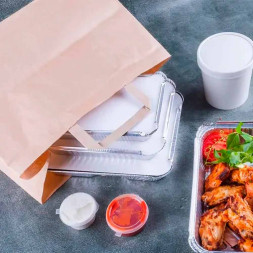 Пакет бумажный крафт с плоской ручкой 70г/м2 размер 32*22*20см уп 10шт