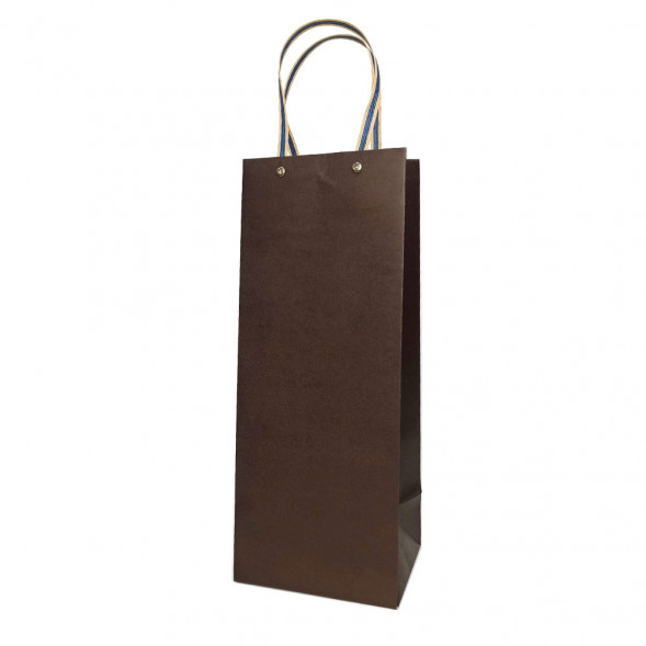 Пакет под бутылку ЛЮКС однотонный с плоскими ручками размер 14*35*11см