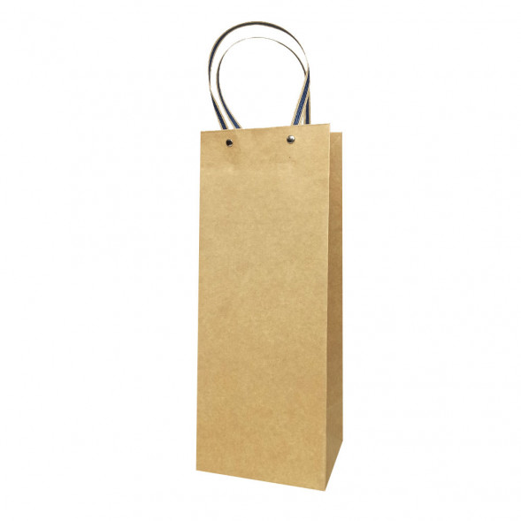 Пакет под бутылку ЛЮКС однотонный с плоскими ручками размер 14*35*11см