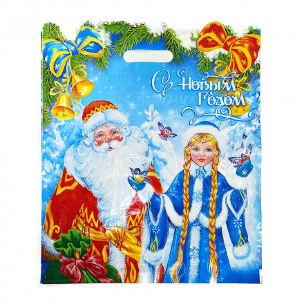 Пакет с вырубной ручкой Дед Мороз и Снегурочка 40*47см 45мкм 50шт