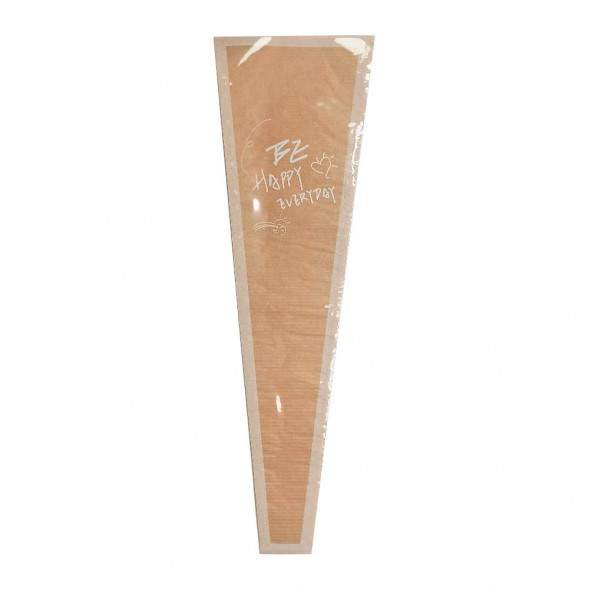 Конус крафт на 1 цветок Be happy everyday белый размер 12,5*4*45см уп 30шт