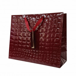 Пакет ЛЮКС Кожа бордо лак размер 32*26*12см