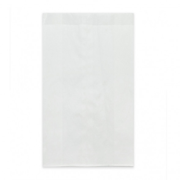 Пакет бумажный белый жиростойкий с плоским дном размер 25*14*6см уп 10шт