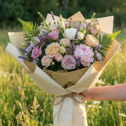 Пленка в рулоне матовая двухцветная крафт слоновая кость размер 58см*10м 65мкм