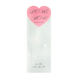 Рукав на 1 цветок Сердце микс белый розовый размер 14*40см уп 20шт