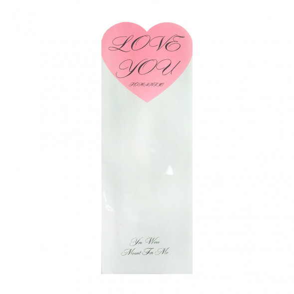 Рукав на 1 цветок Сердце микс белый розовый размер 14*40см уп 20шт