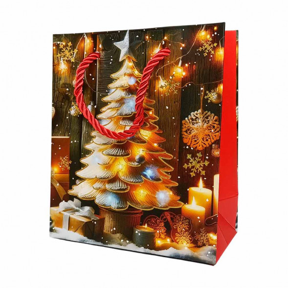 Пакет ЛЮКС НГ Новогодний микс с золотым тиснением размер 12*15*6см
